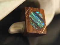 Wood Ring with Inlaid Paua Shell & Copper